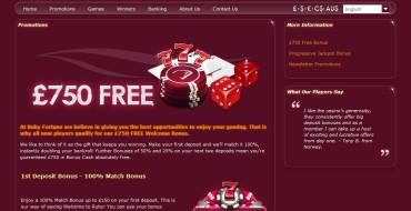 Ruby Fortune Casino: Бонусы