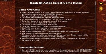 Book of Aztec Select: Правила