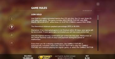 Lion Gold Super Stake Edition: Правила