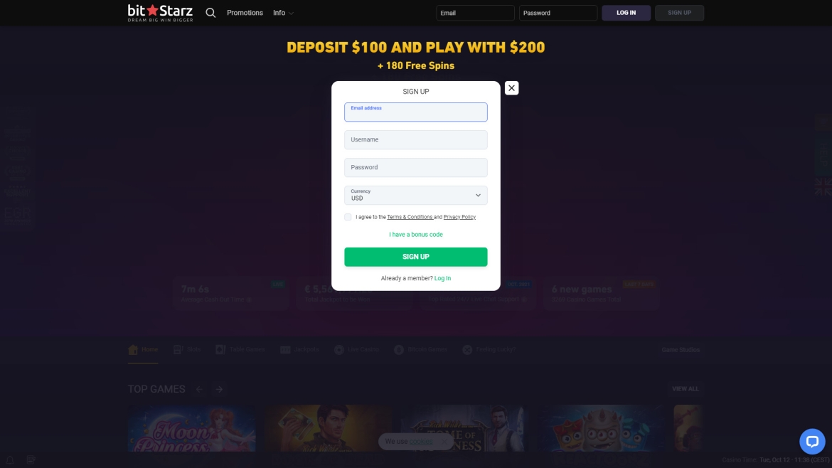 регистрация нового игрока в bitstarz casino